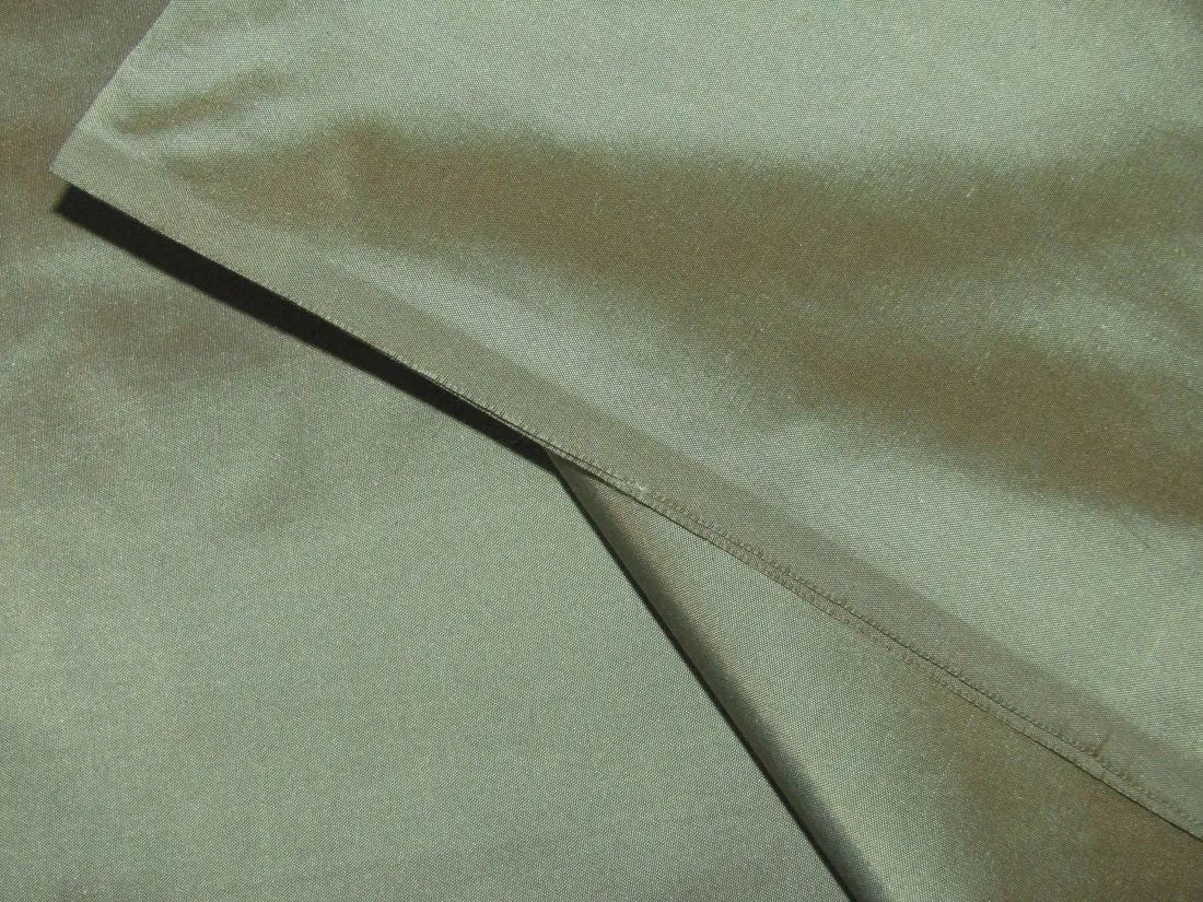 100% PURE SILK TAFFETA FABRIC IRIDESCENT EYE GREEN X BEIGE 54" wide TAF248