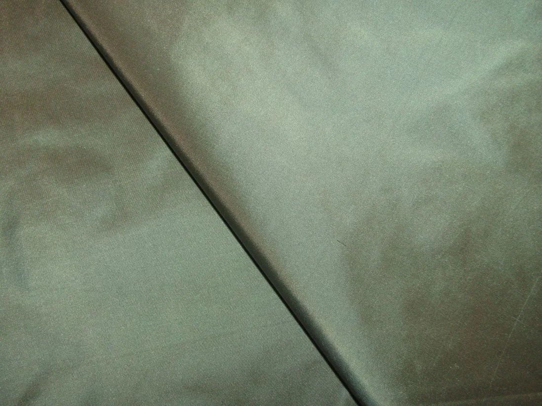 100% PURE SILK TAFFETA FABRIC IRIDESCENT EYE GREEN X BEIGE 54" wide TAF248