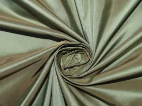 100% PURE SILK TAFFETA FABRIC IRIDESCENT EYE GREEN X BEIGE 54" wide TAF248