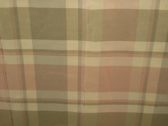 100% Pure Silk Taffeta Fabric Pink,Grey &amp; Cream plaidsTAFC32[4] 54&quot; wide available for wholesale preorder only