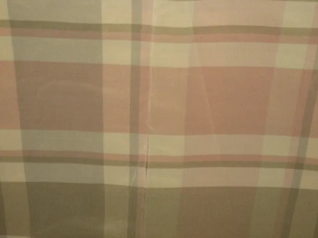 100% Pure Silk Taffeta Fabric Pink,Grey &amp; Cream plaidsTAFC32[4] 54&quot; wide available for wholesale preorder only