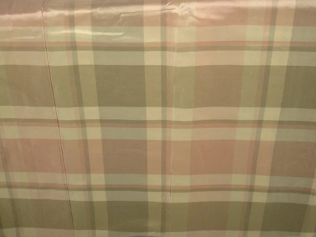 100% Pure Silk Taffeta Fabric Pink,Grey &amp; Cream plaidsTAFC32[4] 54&quot; wide available for wholesale preorder only