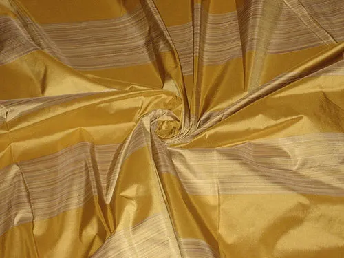 100% SILK TAFFETA FABRIC multi color horizontal stripes dark mustard 54" wide TAF#S56