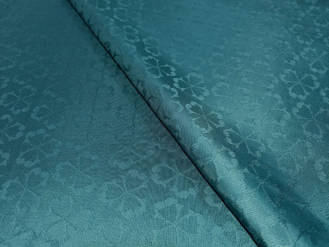 100% Silk Taffeta Jacquard Fabric silver grey & SEA/TEAL GREEN Color 54" wide TAFJ13[2]/TAFJ13[4]