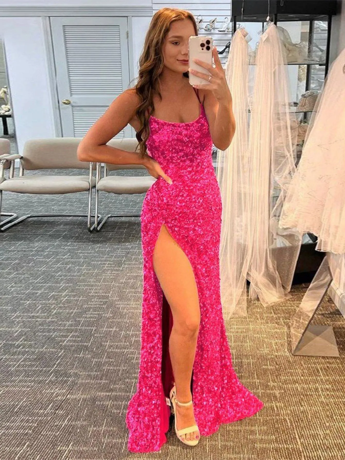 Alayna |Mermaid Spaghetti Straps Long Sequins Prom Dress