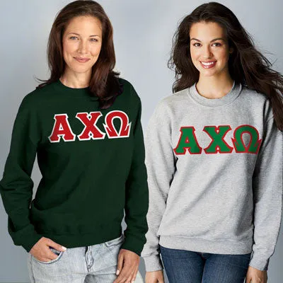 Alpha Chi Omega 9oz Crewneck Sweatshirt, 2-Pack Bundle Deal - Gildan 12000 - TWILL