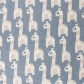 Anti-Pill Fleece Print - SLIPPY - Giraffes - Steel blue