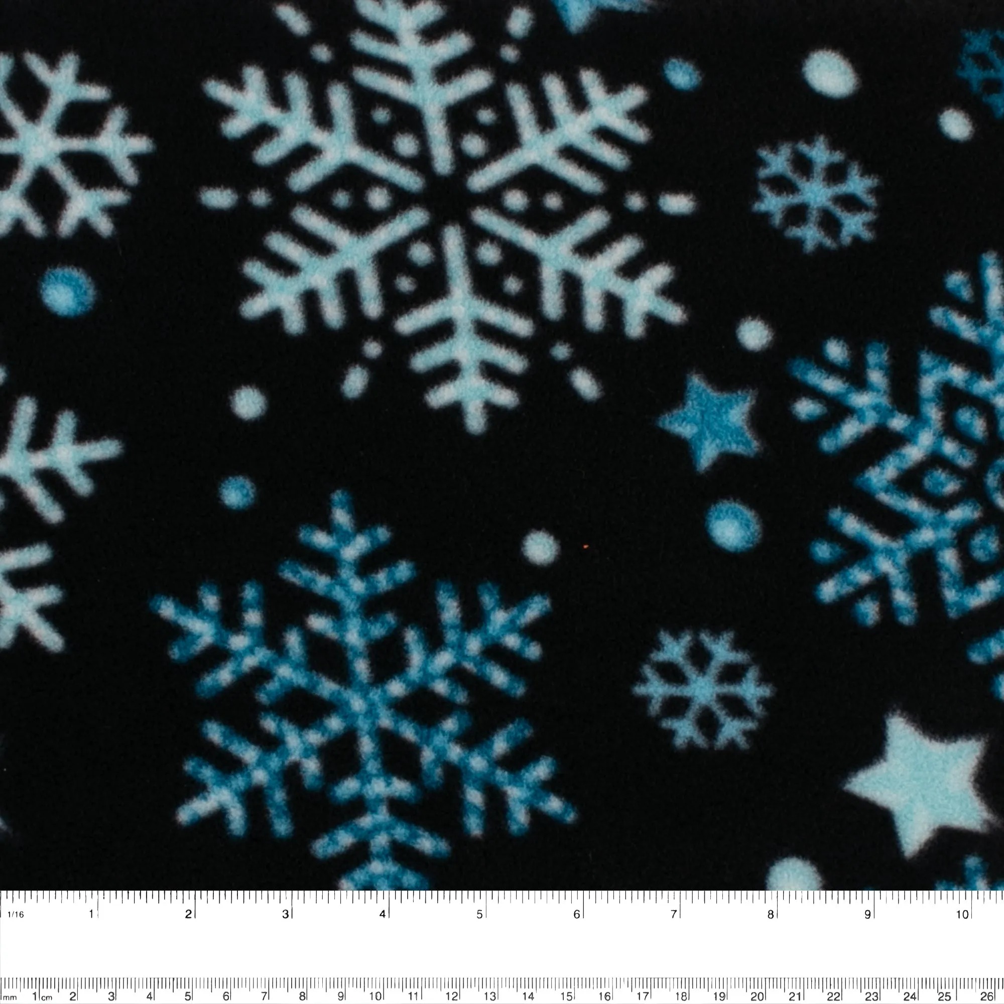 Anti-Pill Fleece Print - SLIPPY - Stars glitter - Black