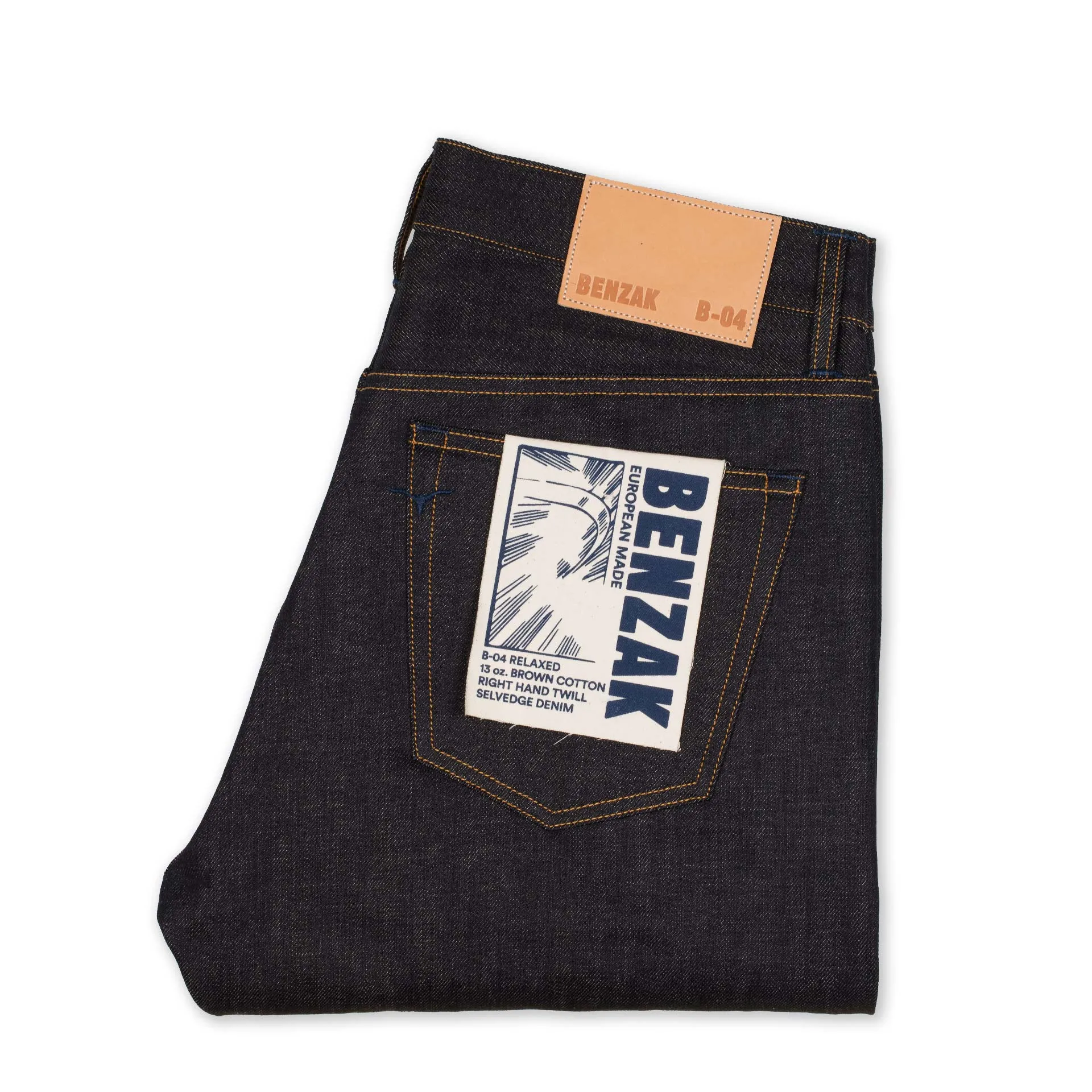 B-04 RELAXED TAPERED 13 oz. brown cotton selvedge