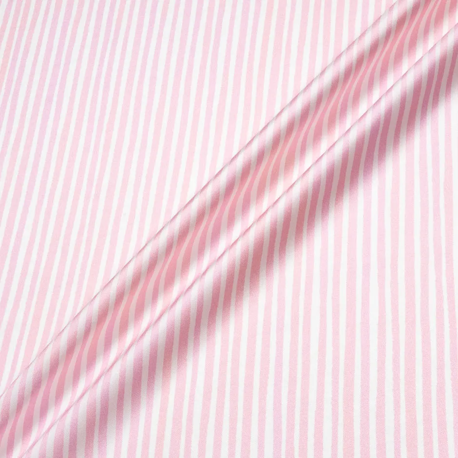 Baby Pink & White Striped Pure Silk Twill