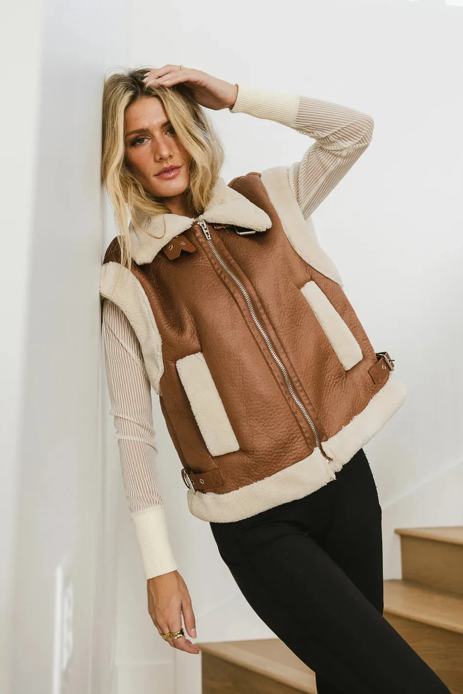 BlankNYC Off to The Races Vest in Cognac - FINAL SALE