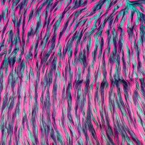 Blue Pink Purple Three Spike Shaggy Faux Fur Fabric