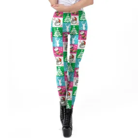 Christmas Tree Print Women Mid Waist Party Skinny Leggings