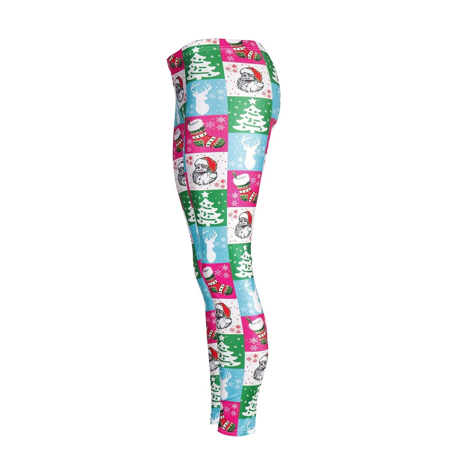 Christmas Tree Print Women Mid Waist Party Skinny Leggings