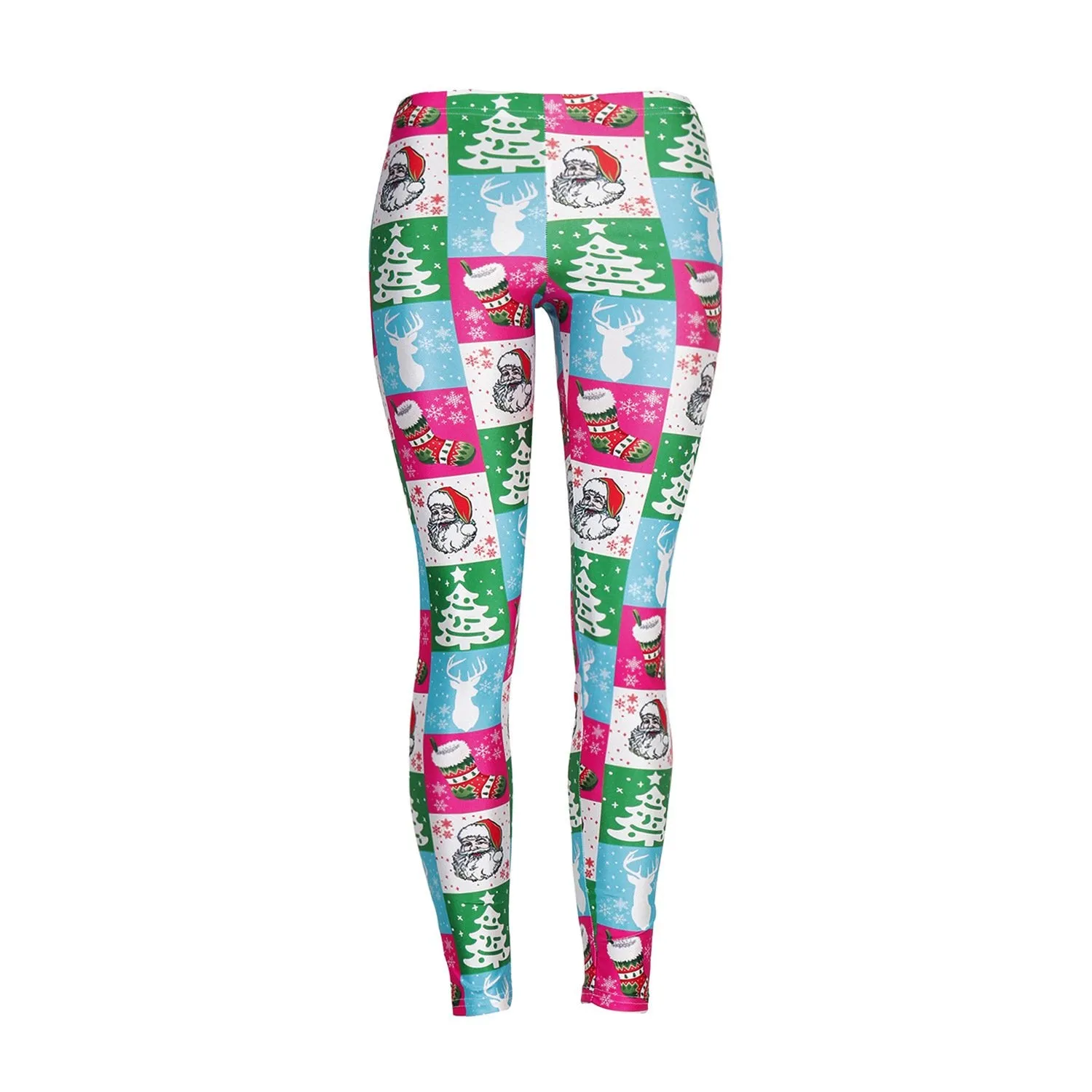 Christmas Tree Print Women Mid Waist Party Skinny Leggings