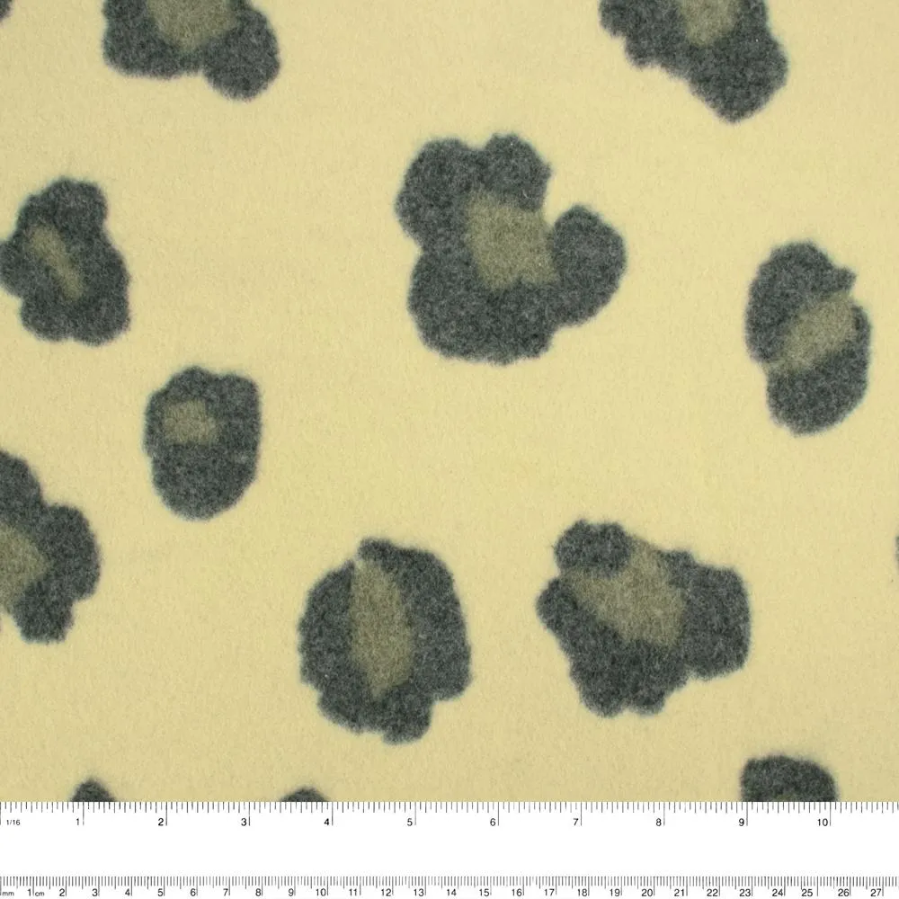 Cotton Fleece Print - Leopard - Chartreuse