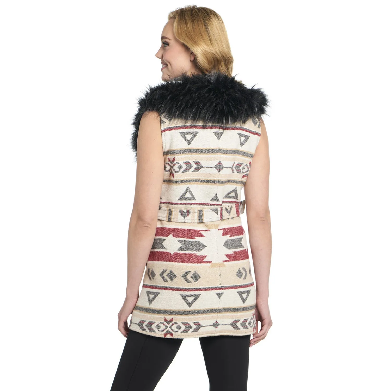 Cripple Creek Womens Navajo Blanket Desert Lights 100% Polyester Faux Fur Vest