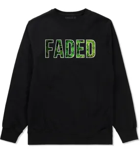 Faded Marijuana Weed Print Boys Kids Crewneck Sweatshirt