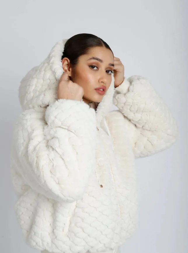 Fawn Reversible Faux Fur Hoodie - Taupe