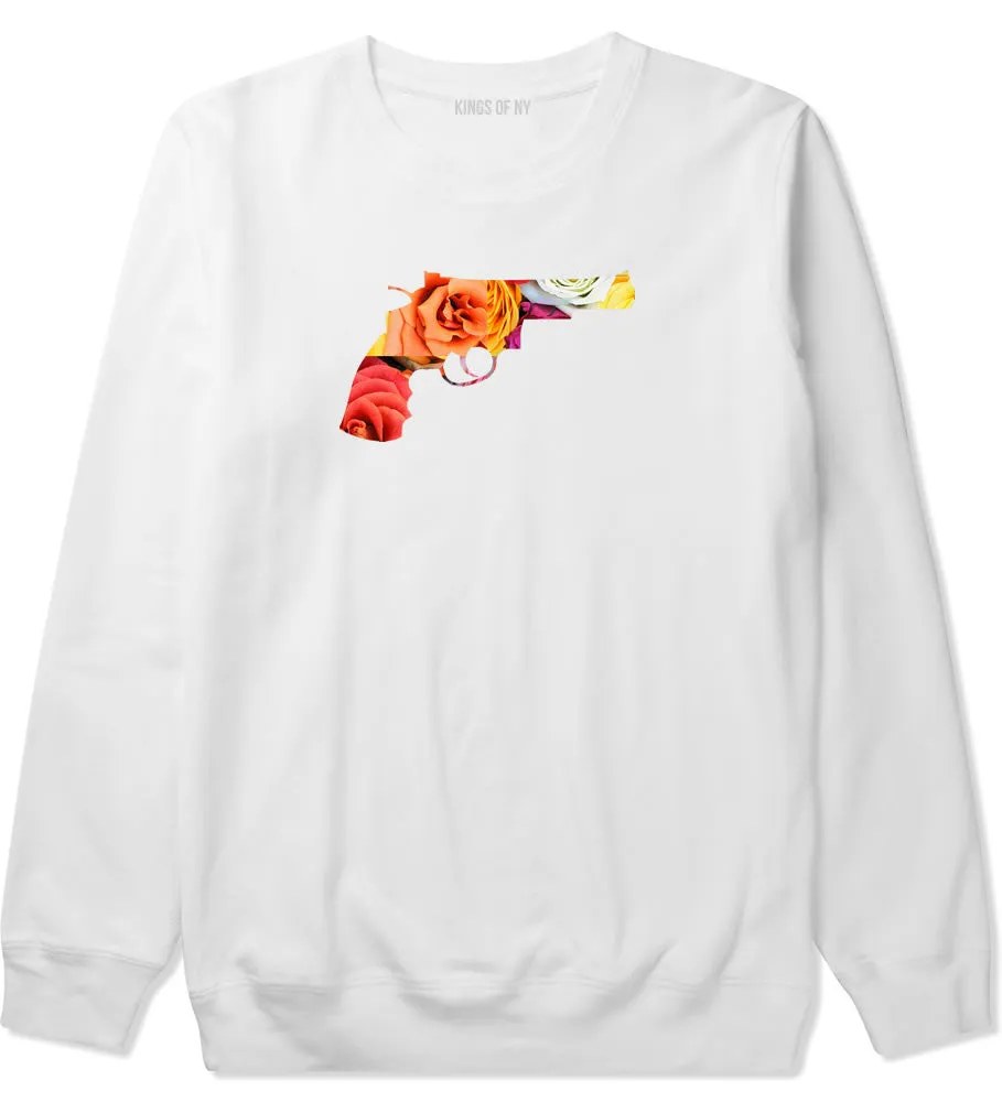 Floral Gun Flower Print Colt 45 Revolver Boys Kids Crewneck Sweatshirt