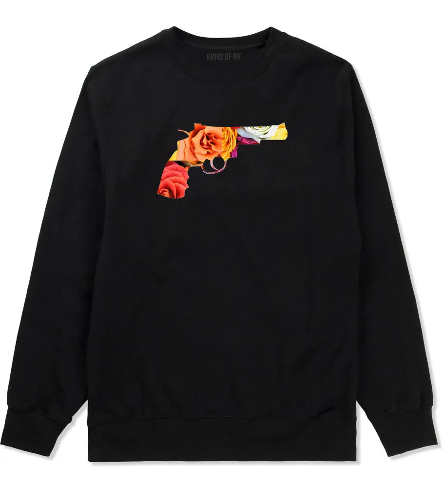 Floral Gun Flower Print Colt 45 Revolver Boys Kids Crewneck Sweatshirt