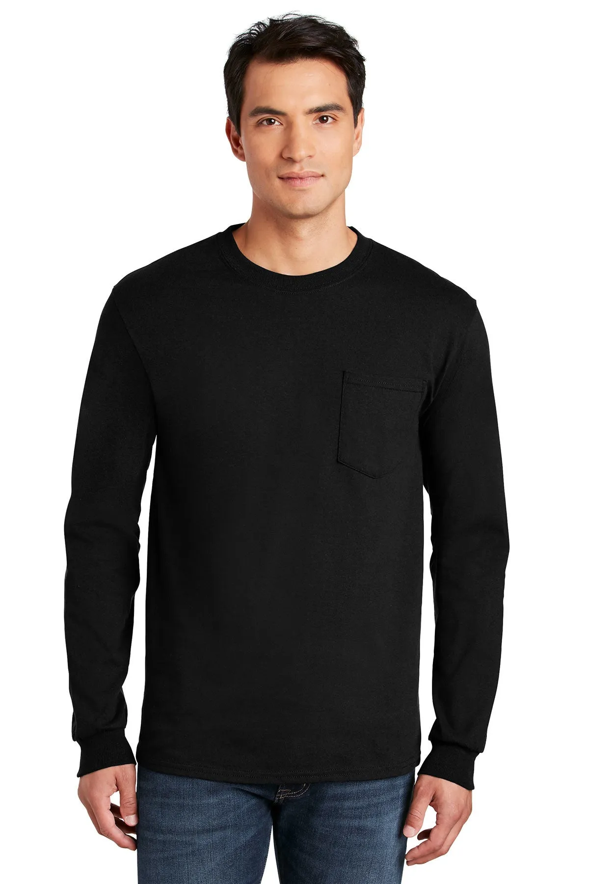 Gildan 100% Cotton Long Sleeve Pocket Tee