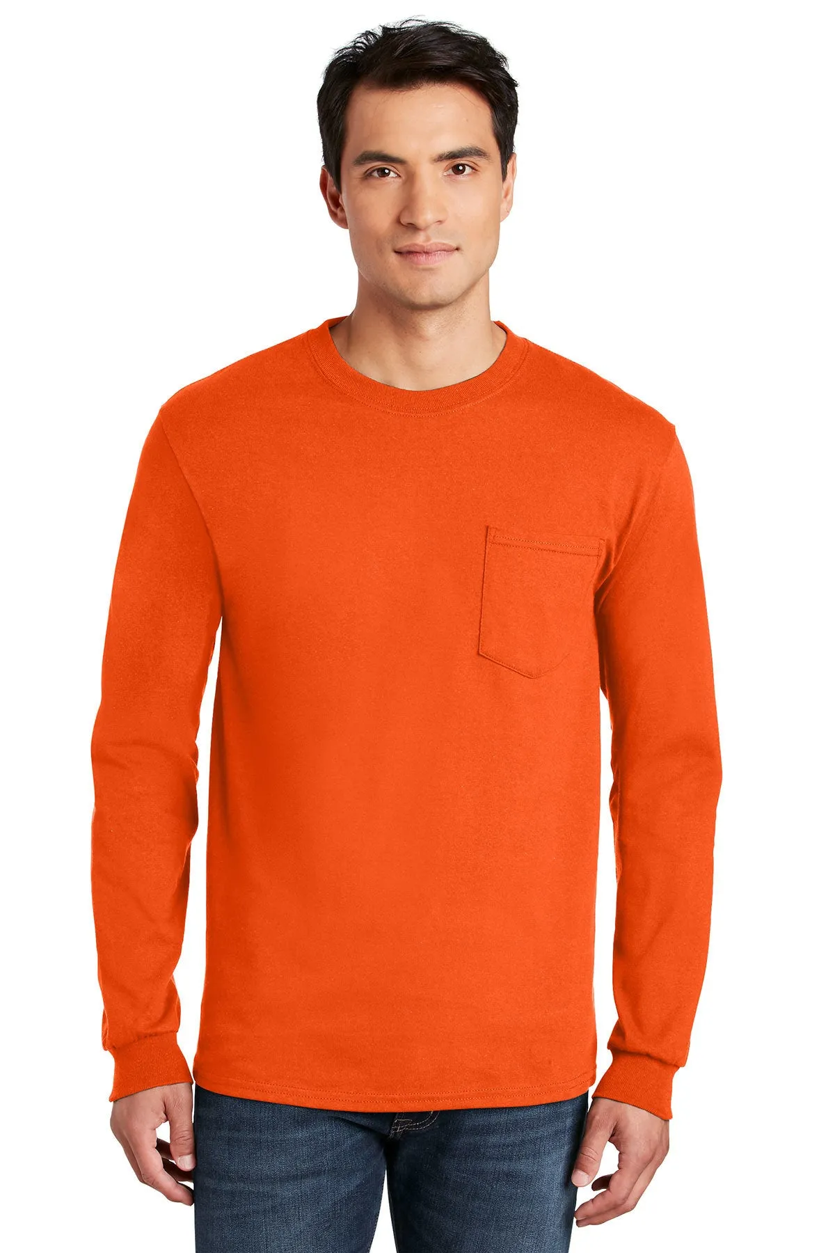 Gildan 100% Cotton Long Sleeve Pocket Tee