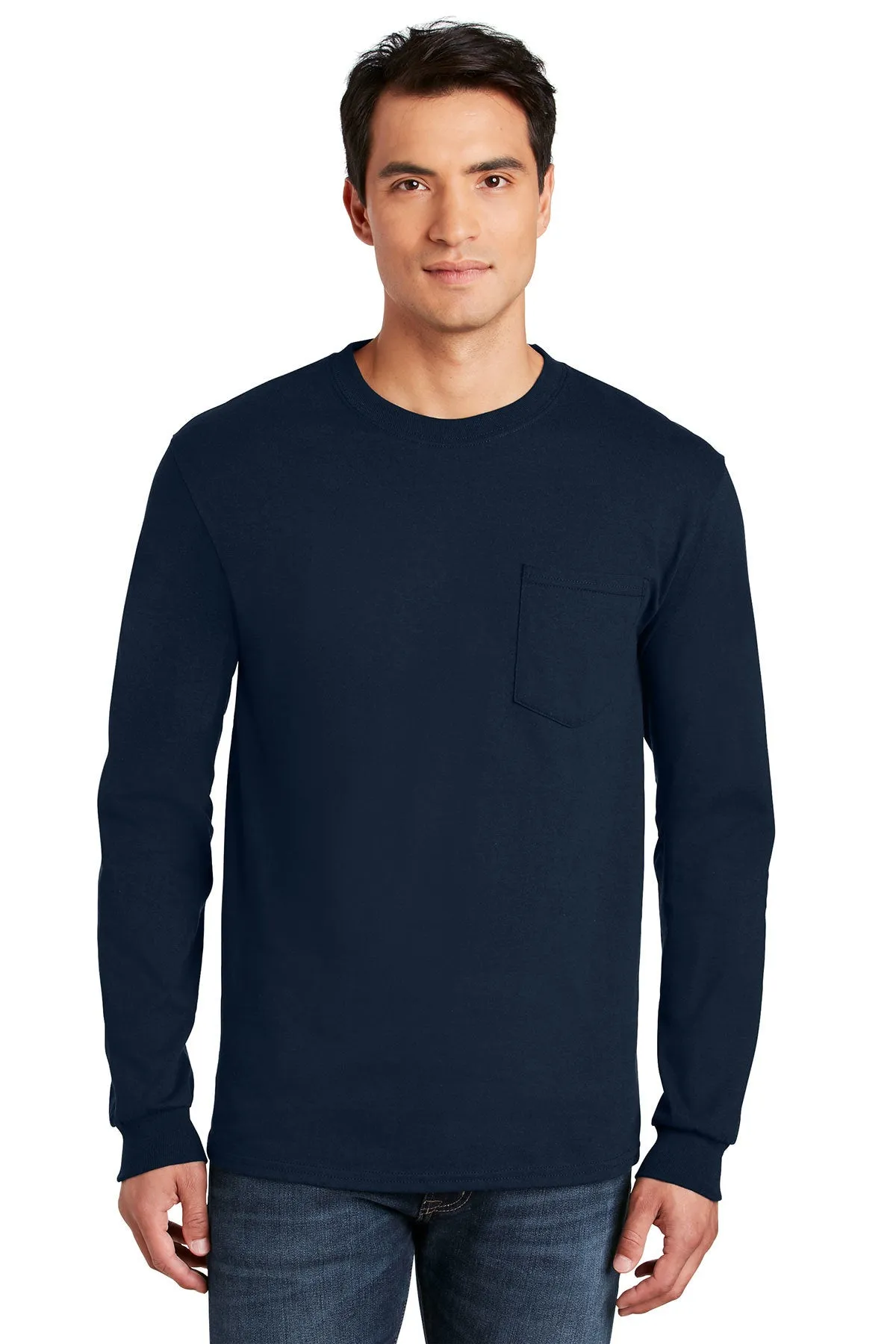 Gildan 100% Cotton Long Sleeve Pocket Tee