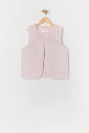 Girls Faux Fur Buttoned Vest