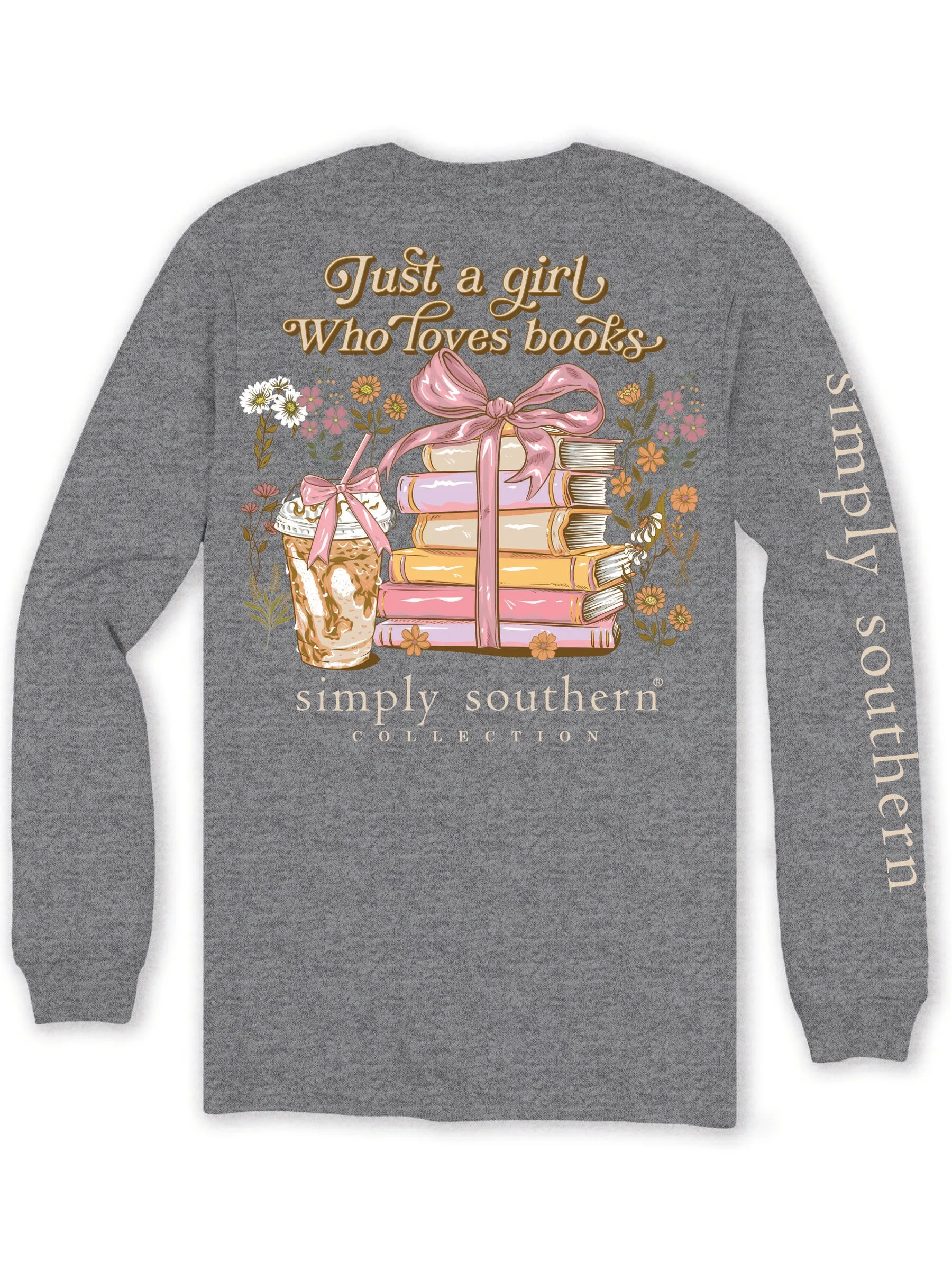 'Just A Girl' Bow Tied Books Long Sleeve Tee by Simply Southern