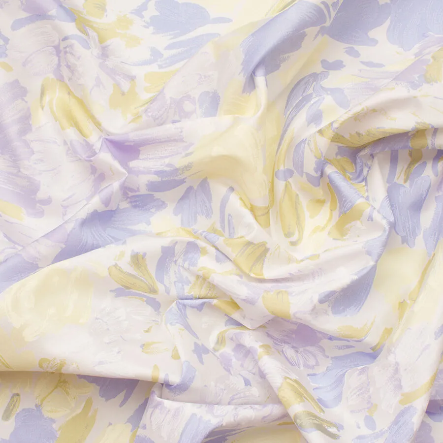 Lavender/Yellow Printed Silk Taffeta