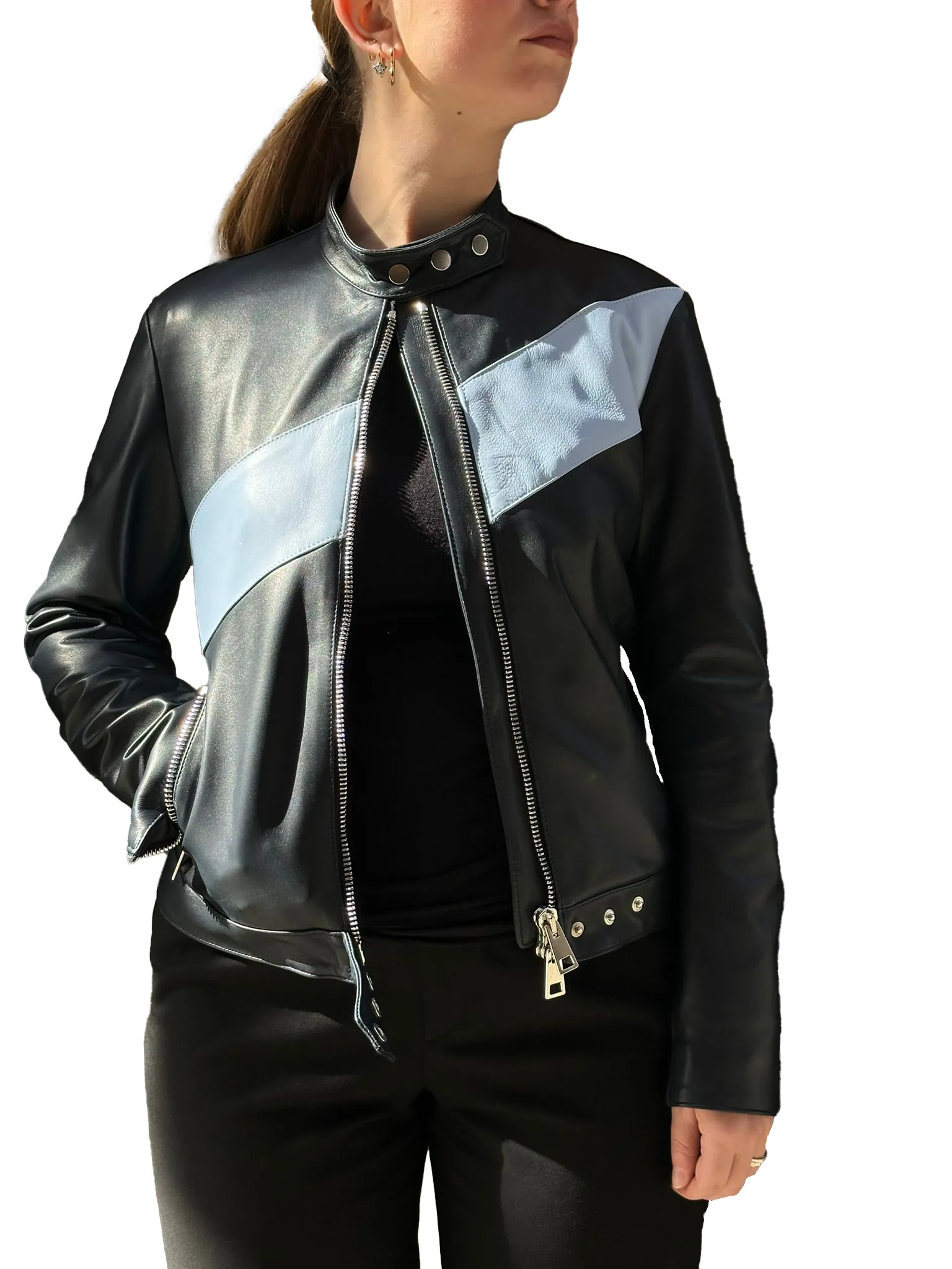 leather bomber black