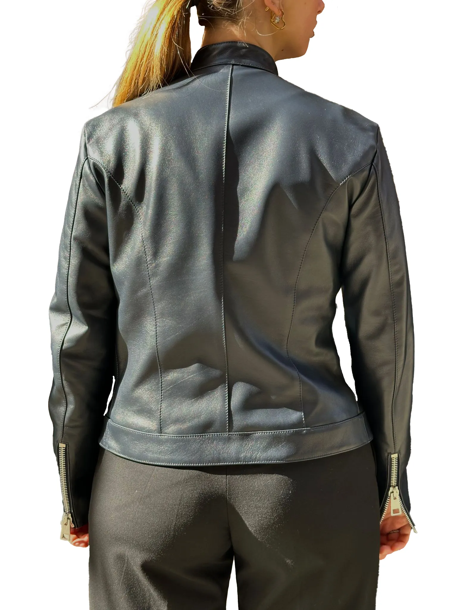 leather bomber black