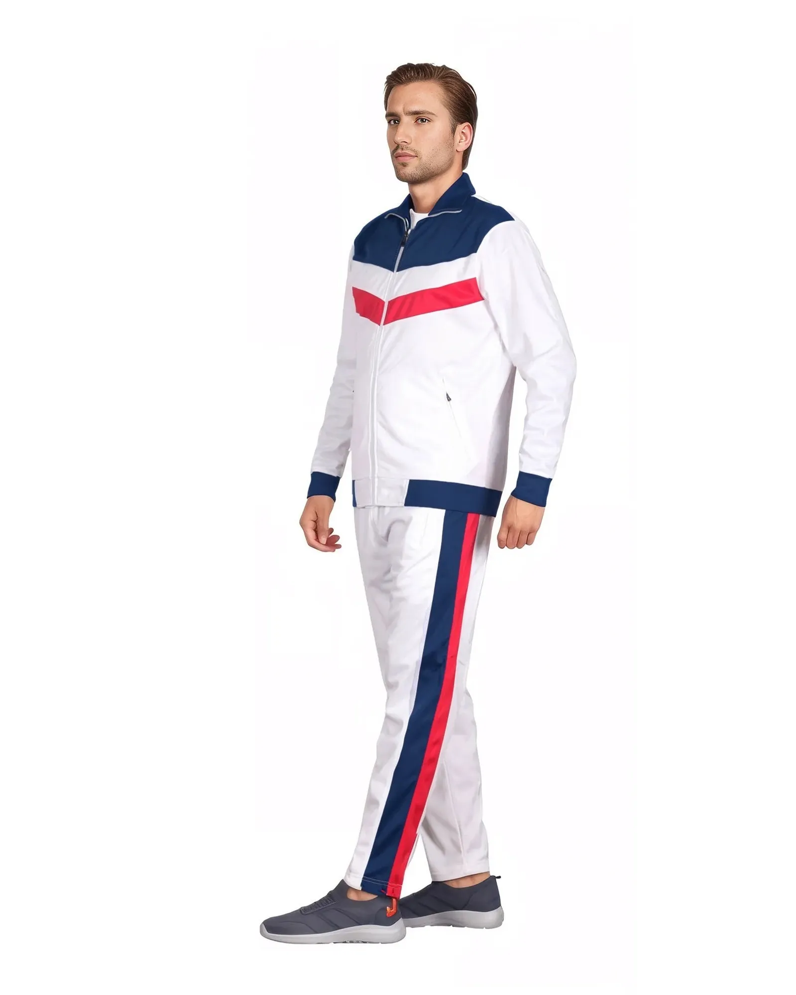 Men's Tracksuit Warm-Up 2-piece Retro Style Track Jacket & Pants Matching Set