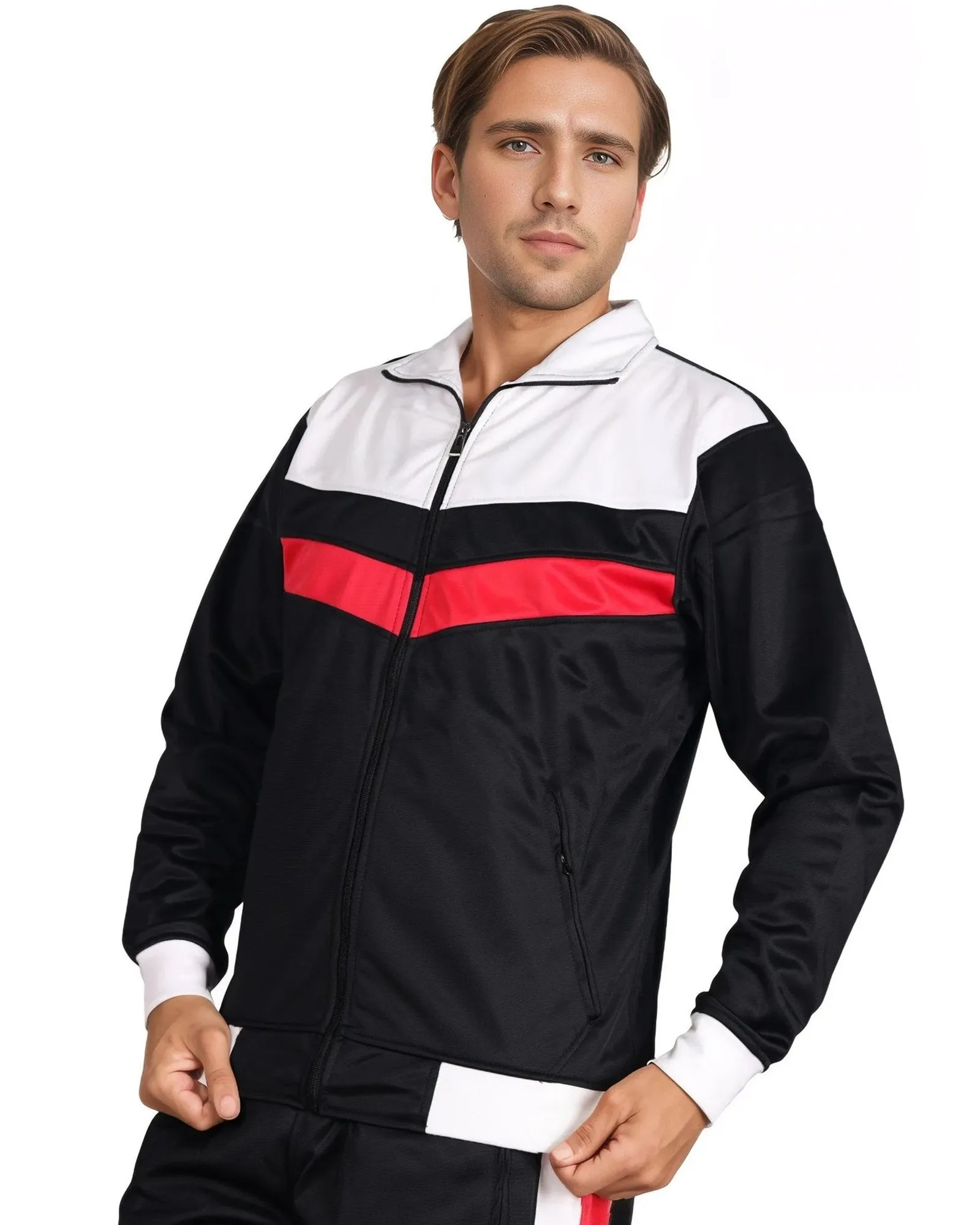 Men's Tracksuit Warm-Up 2-piece Retro Style Track Jacket & Pants Matching Set