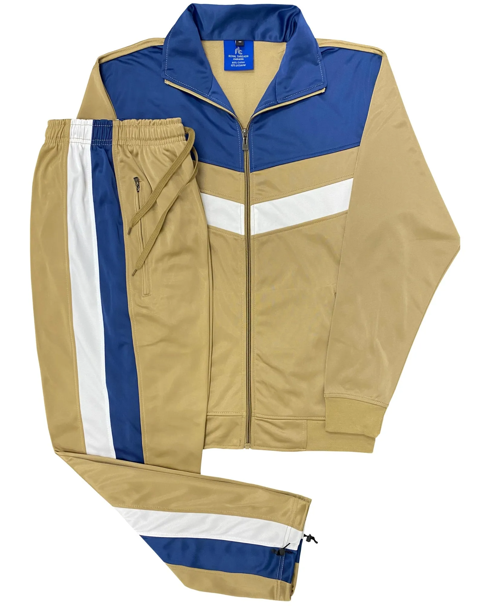 Men's Tracksuit Warm-Up 2-piece Retro Style Track Jacket & Pants Matching Set