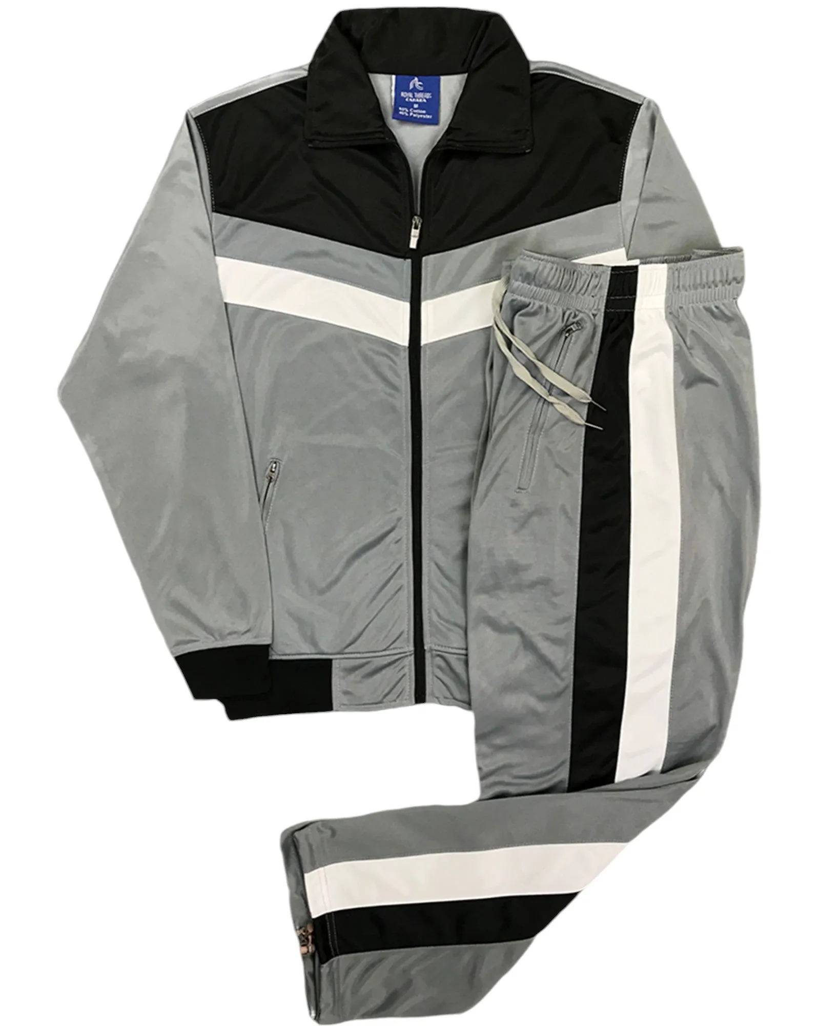 Men's Tracksuit Warm-Up 2-piece Retro Style Track Jacket & Pants Matching Set