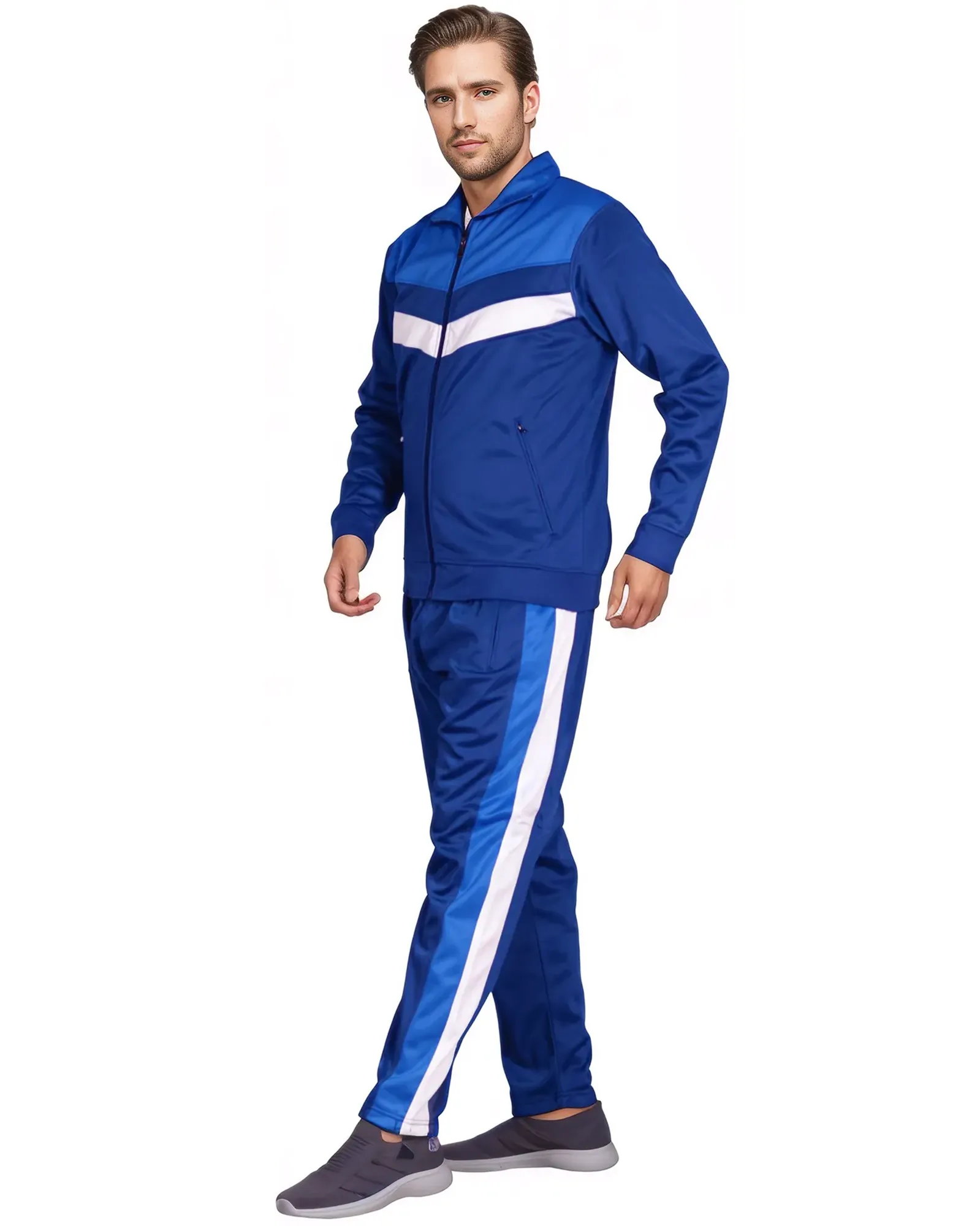 Men's Tracksuit Warm-Up 2-piece Retro Style Track Jacket & Pants Matching Set