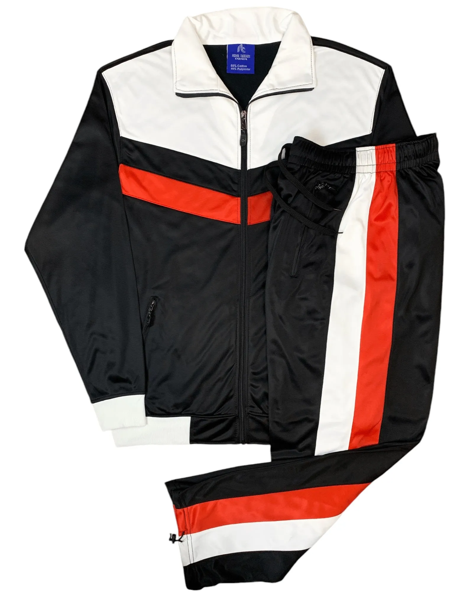 Men's Tracksuit Warm-Up 2-piece Retro Style Track Jacket & Pants Matching Set