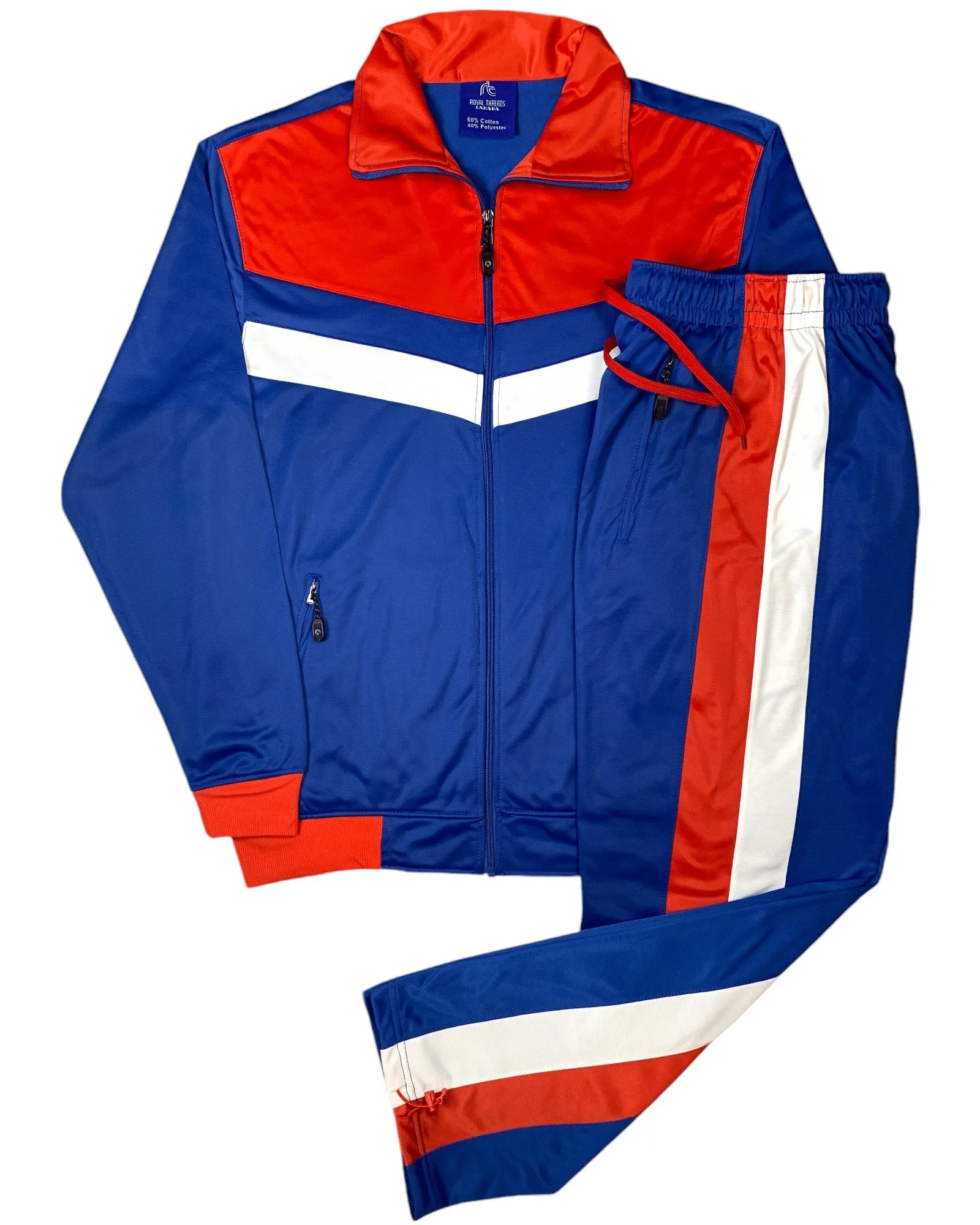 Men's Tracksuit Warm-Up 2-piece Retro Style Track Jacket & Pants Matching Set