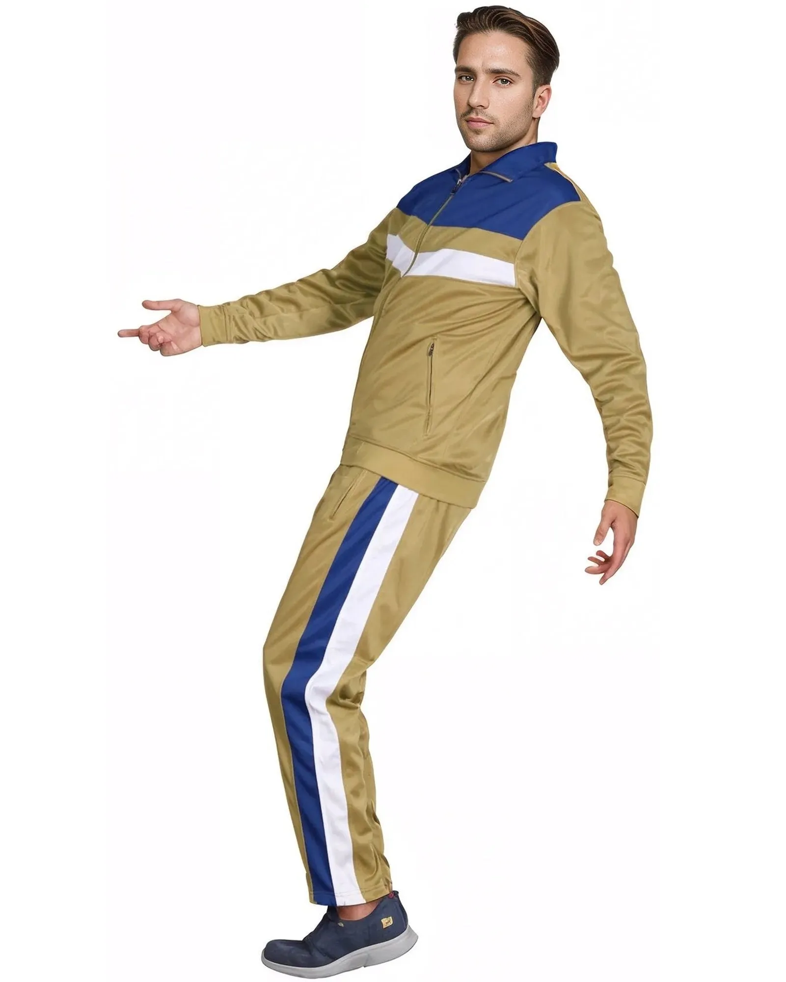 Men's Tracksuit Warm-Up 2-piece Retro Style Track Jacket & Pants Matching Set