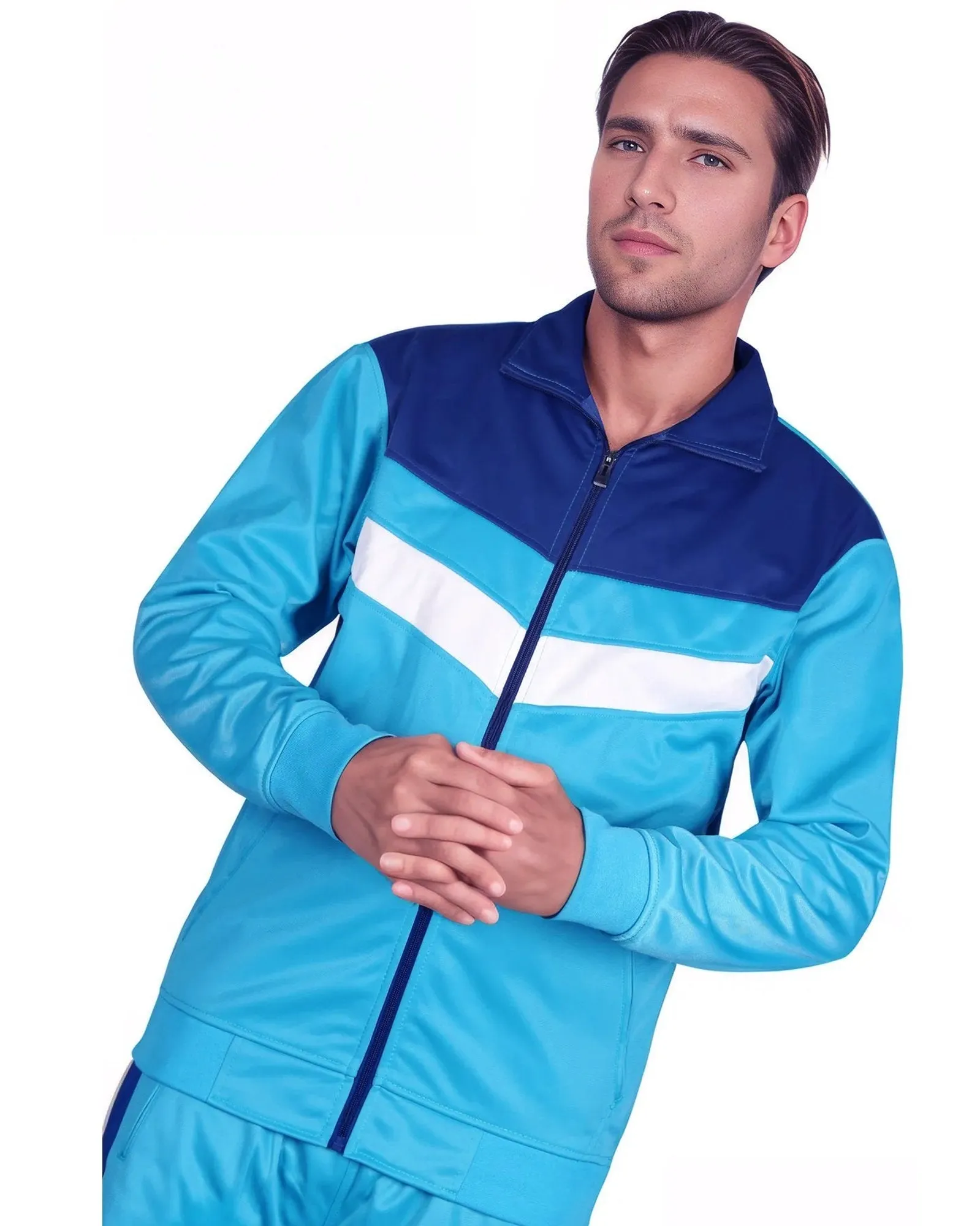 Men's Tracksuit Warm-Up 2-piece Retro Style Track Jacket & Pants Matching Set