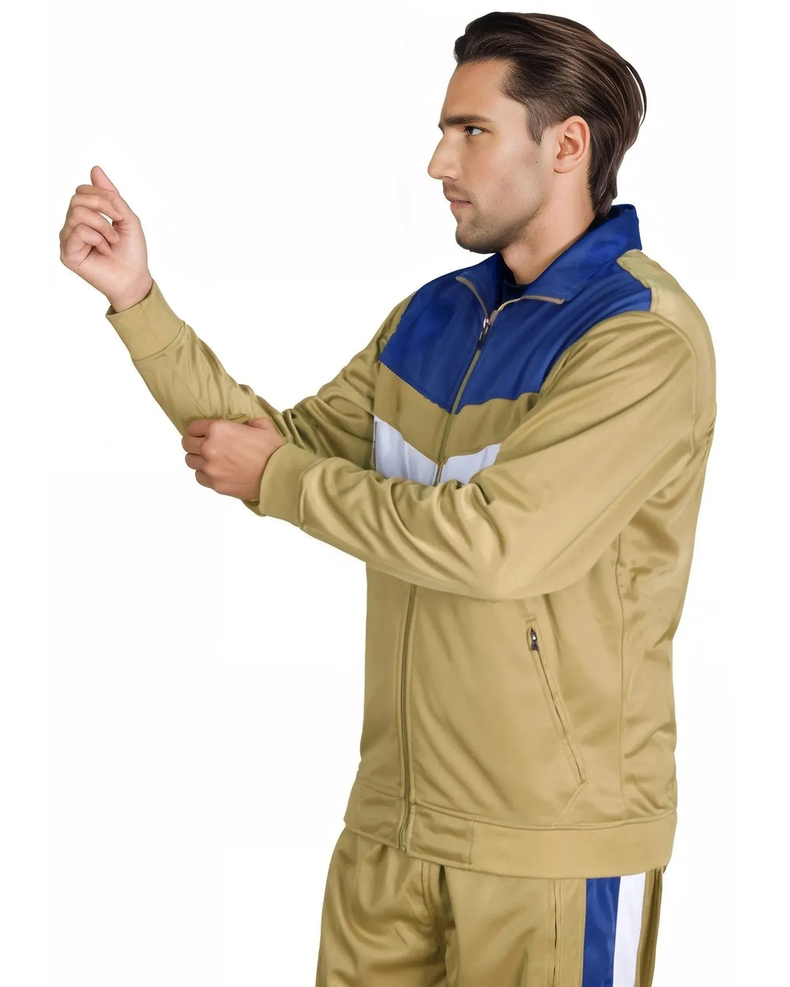 Men's Tracksuit Warm-Up 2-piece Retro Style Track Jacket & Pants Matching Set