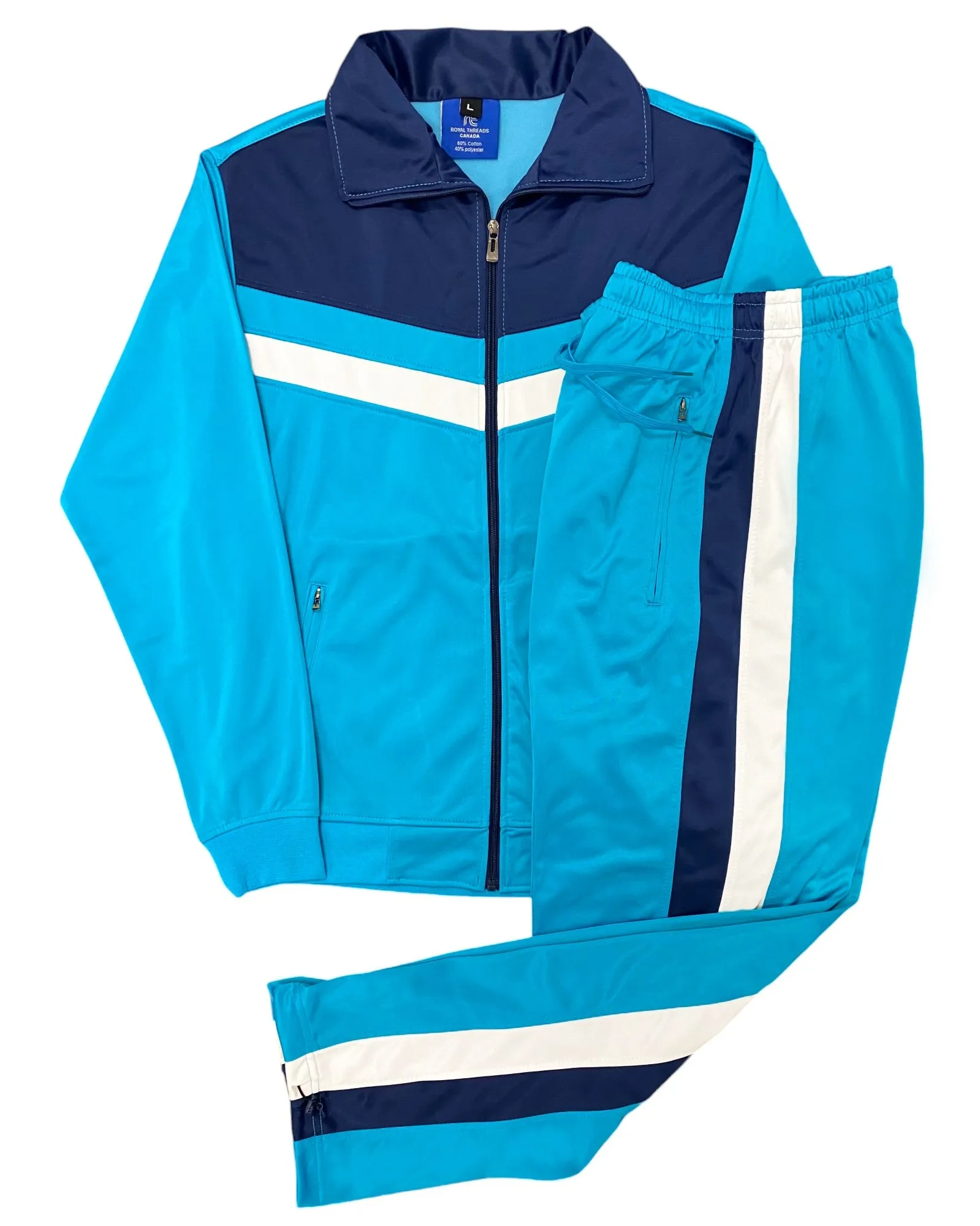 Men's Tracksuit Warm-Up 2-piece Retro Style Track Jacket & Pants Matching Set