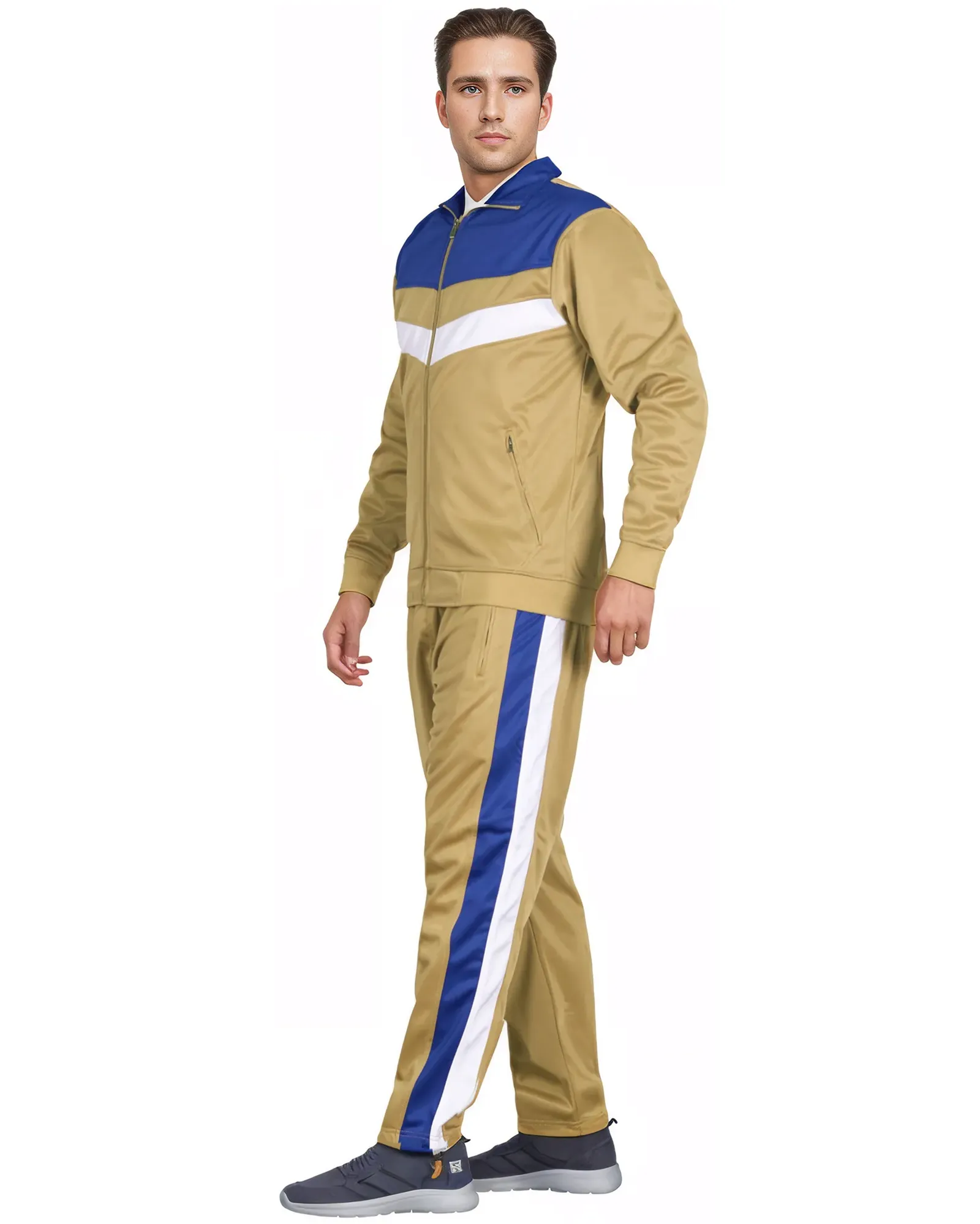 Men's Tracksuit Warm-Up 2-piece Retro Style Track Jacket & Pants Matching Set