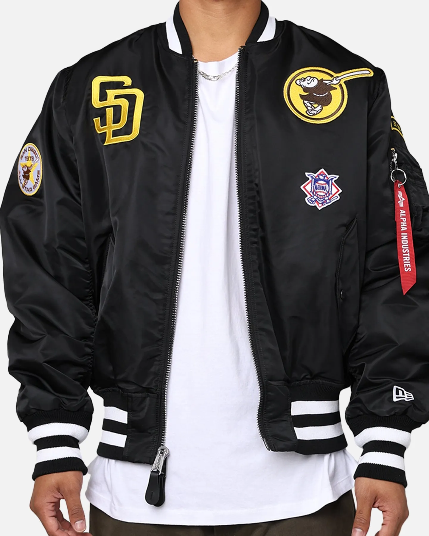 New Era X Alpha Series X MLB San Diego Padres MA-1 Bomber Jacket Black