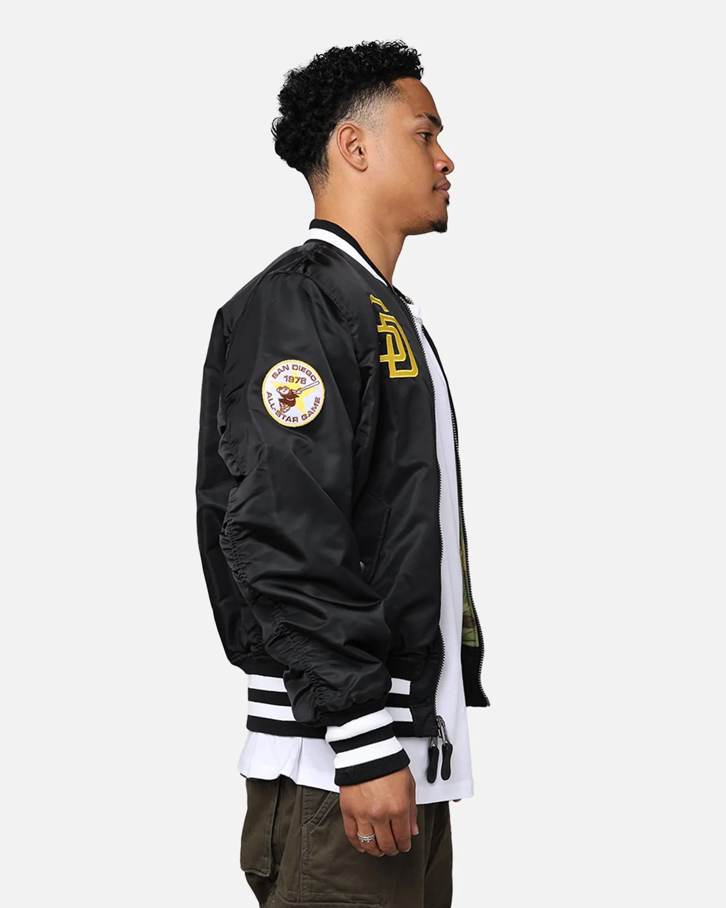 New Era X Alpha Series X MLB San Diego Padres MA-1 Bomber Jacket Black