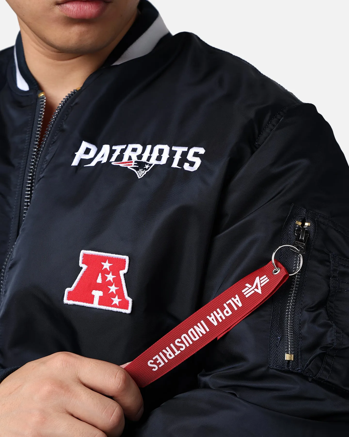 New Era X Alpha Series X NFL New England Patriots MA-1 Bomber Jacket Navy/Red