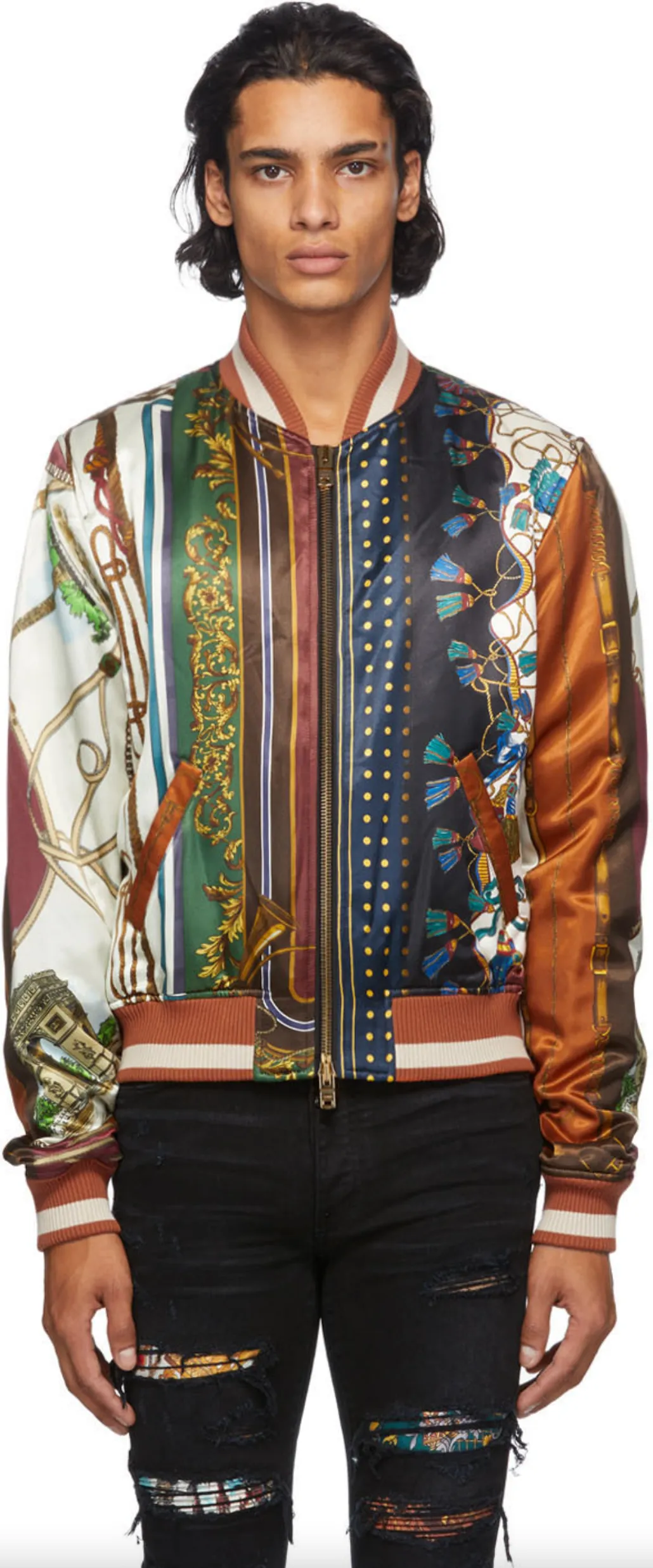 Patchwork Printed Bomber Jacket