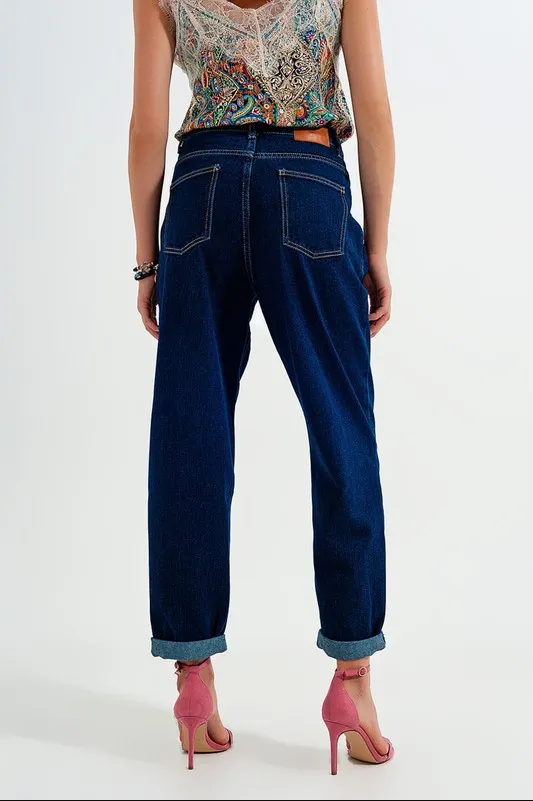 Pleat Front Relaxed Jeans